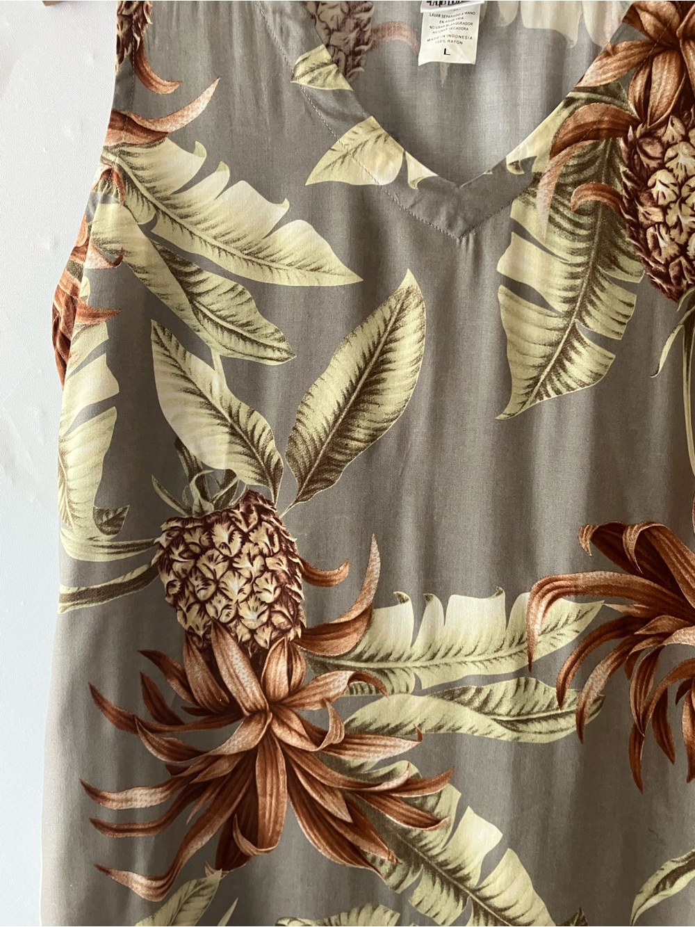 VINTAGE Tropical Pineapple Sleeveless Dress - Picture 3 of 4